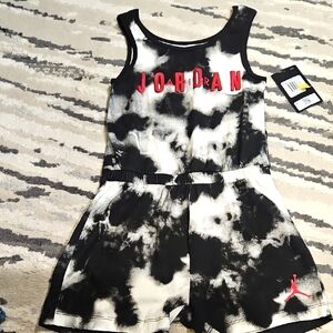 Jordan Kids Black and White Romper with Red Accents